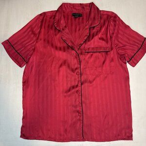 House of Harlow 1960 Women's Red Silk Pajama Top Sleepwear Size XL Striped